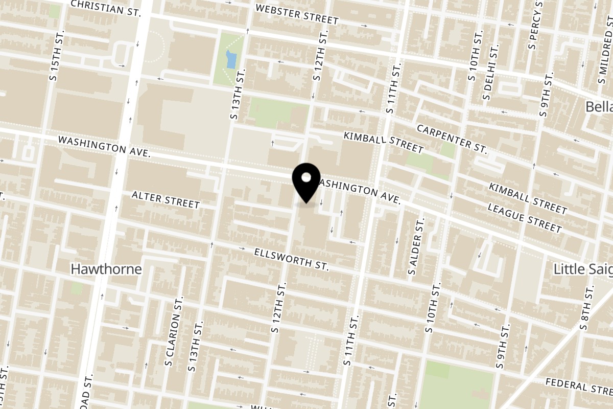 Map showing the location of Bb Tee House on 1122 Washington Ave # D in Philadelphia